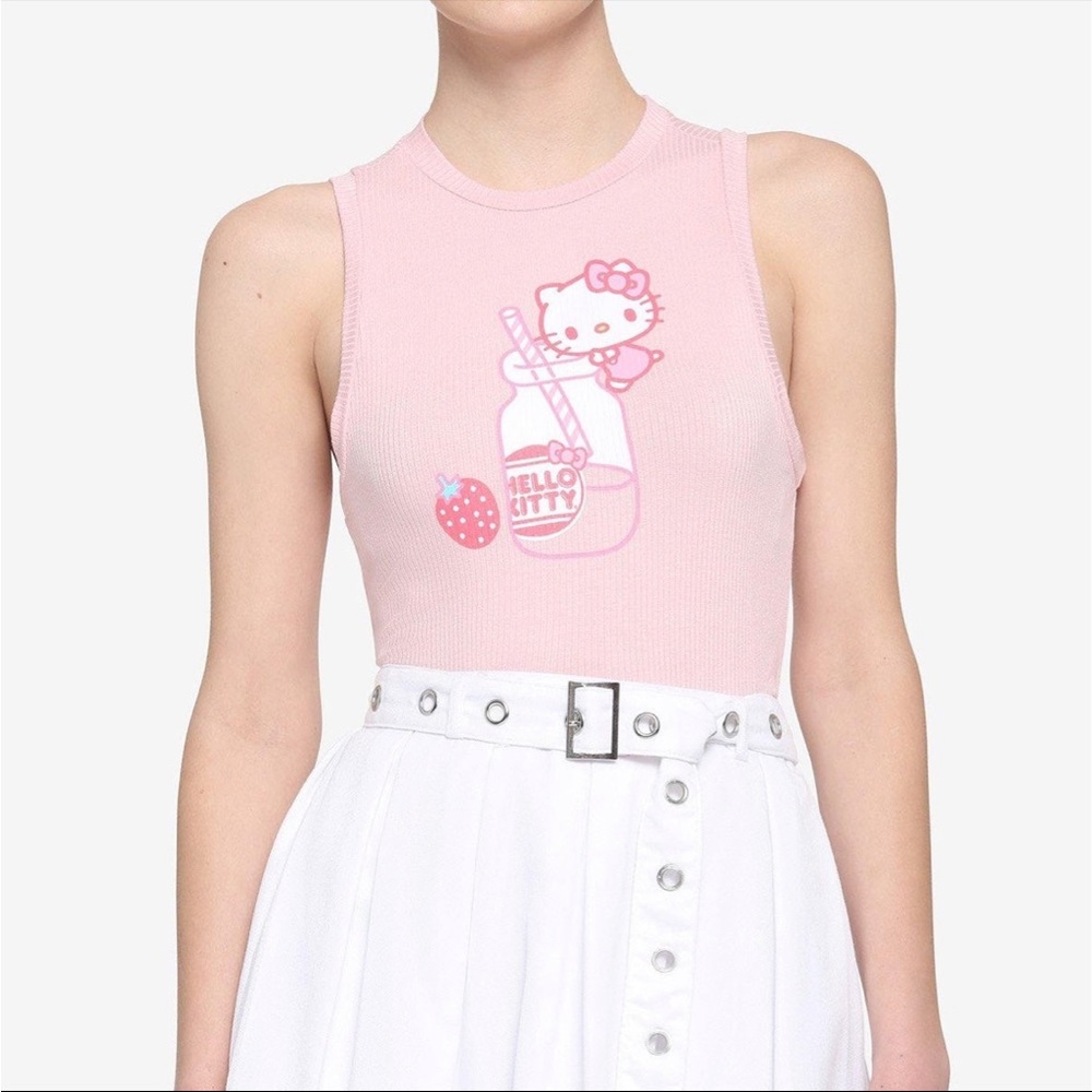 NWT hello kitty strawberry milk ribbed tank top